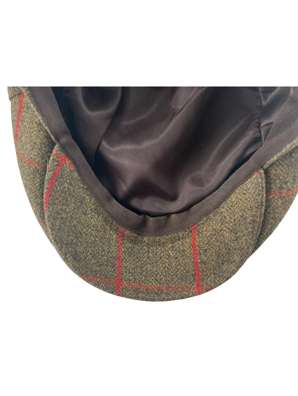 Christys' London Green Herringbone Tweed w/ Windowpane Flat Cap Large